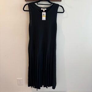 NWT Edited by Remi Bader Black Pleated‎ Knit Midi Dress Medium